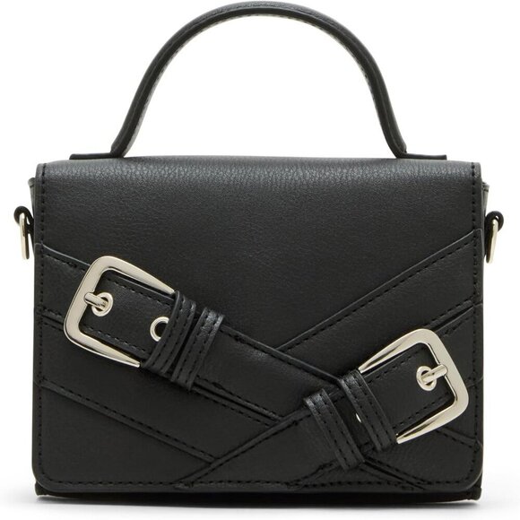 Brigitte Top Handle Bag Womens Black Buckle Closure Edgy Stylish Elegant